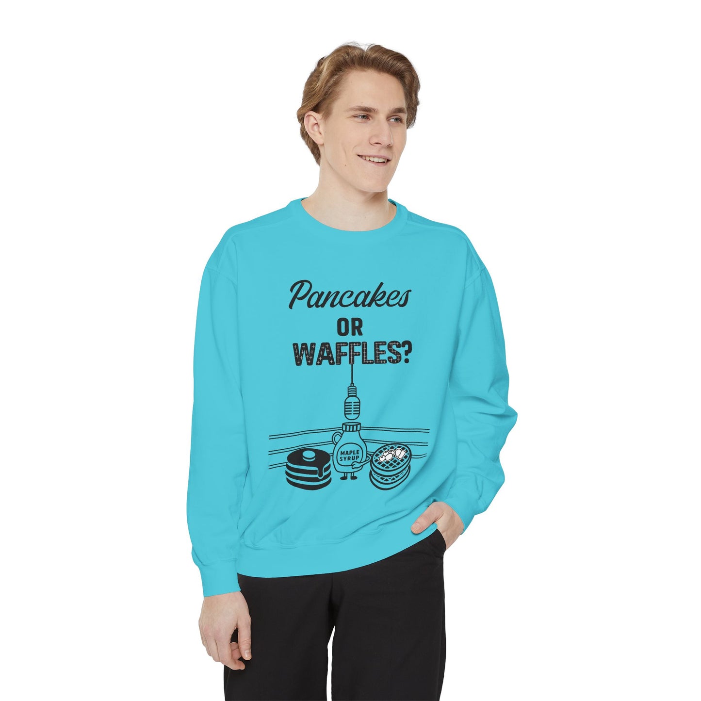 🥞/🧇Pancakes or Waffles? G.O.A.T. Talk Tees Debate Sweatshirt – Breakfast Battle Crewneck