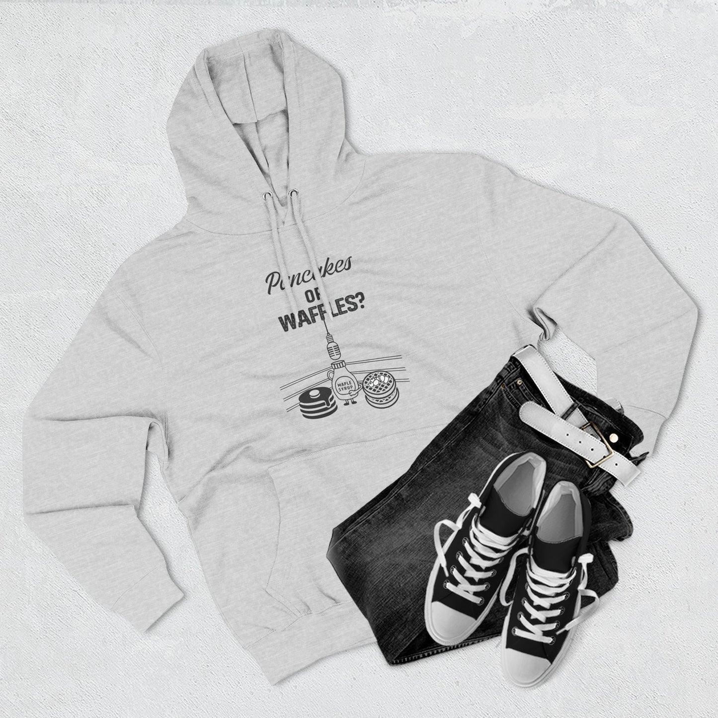 🥞/🧇Pancakes or Waffles? Hoodie – Funny Breakfast Debate Hoodie by G.O.A.T. Talk Tees
