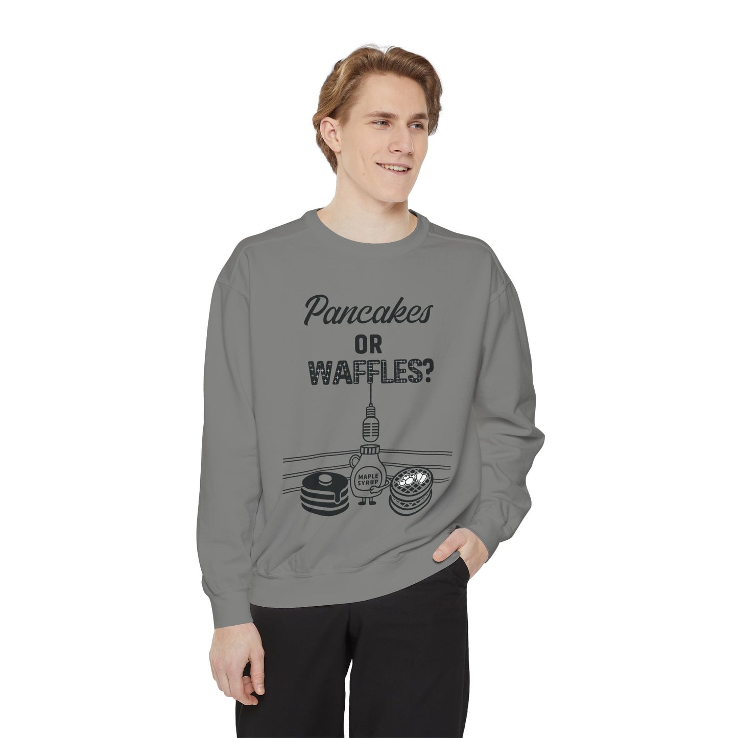 🥞/🧇Pancakes or Waffles? G.O.A.T. Talk Tees Debate Sweatshirt – Breakfast Battle Crewneck