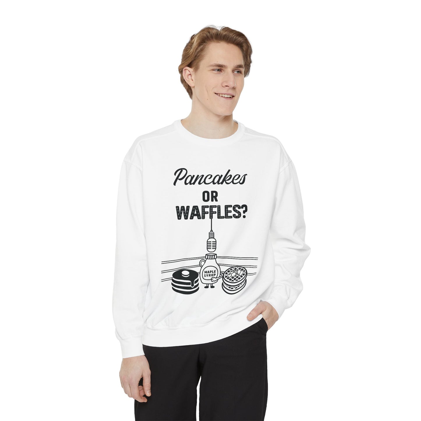🥞/🧇Pancakes or Waffles? G.O.A.T. Talk Tees Debate Sweatshirt – Breakfast Battle Crewneck