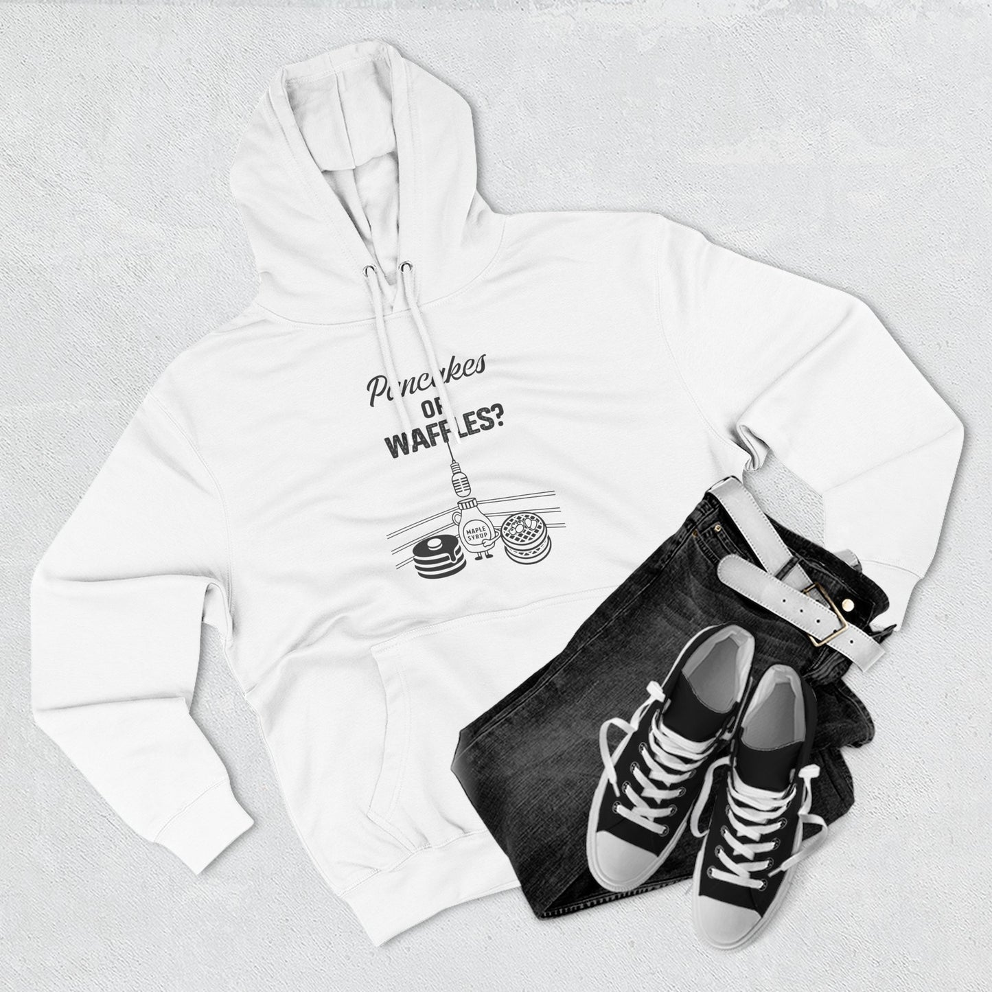 🥞/🧇Pancakes or Waffles? Hoodie – Funny Breakfast Debate Hoodie by G.O.A.T. Talk Tees