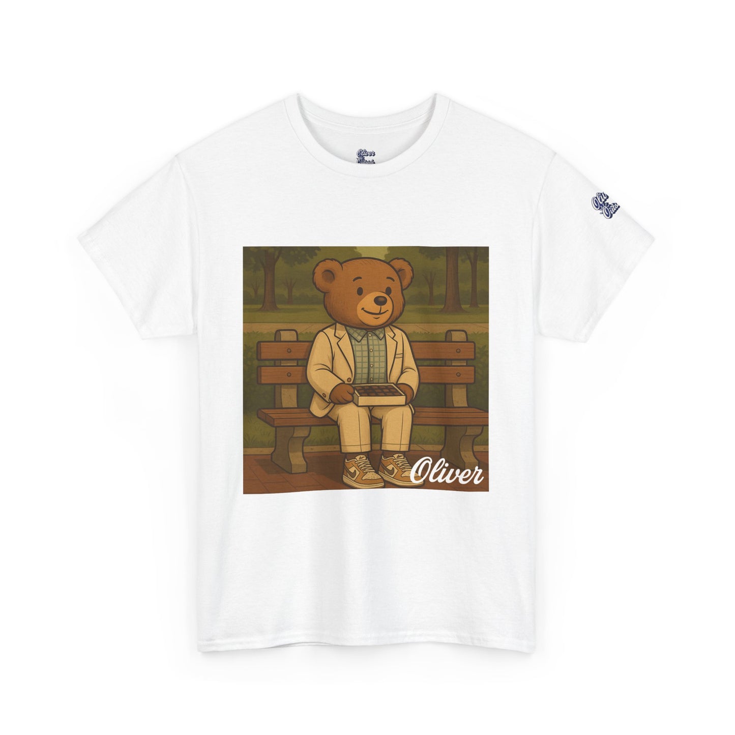 Oliver Outside Forrest Gump Parody Tee – Bench Time Classic