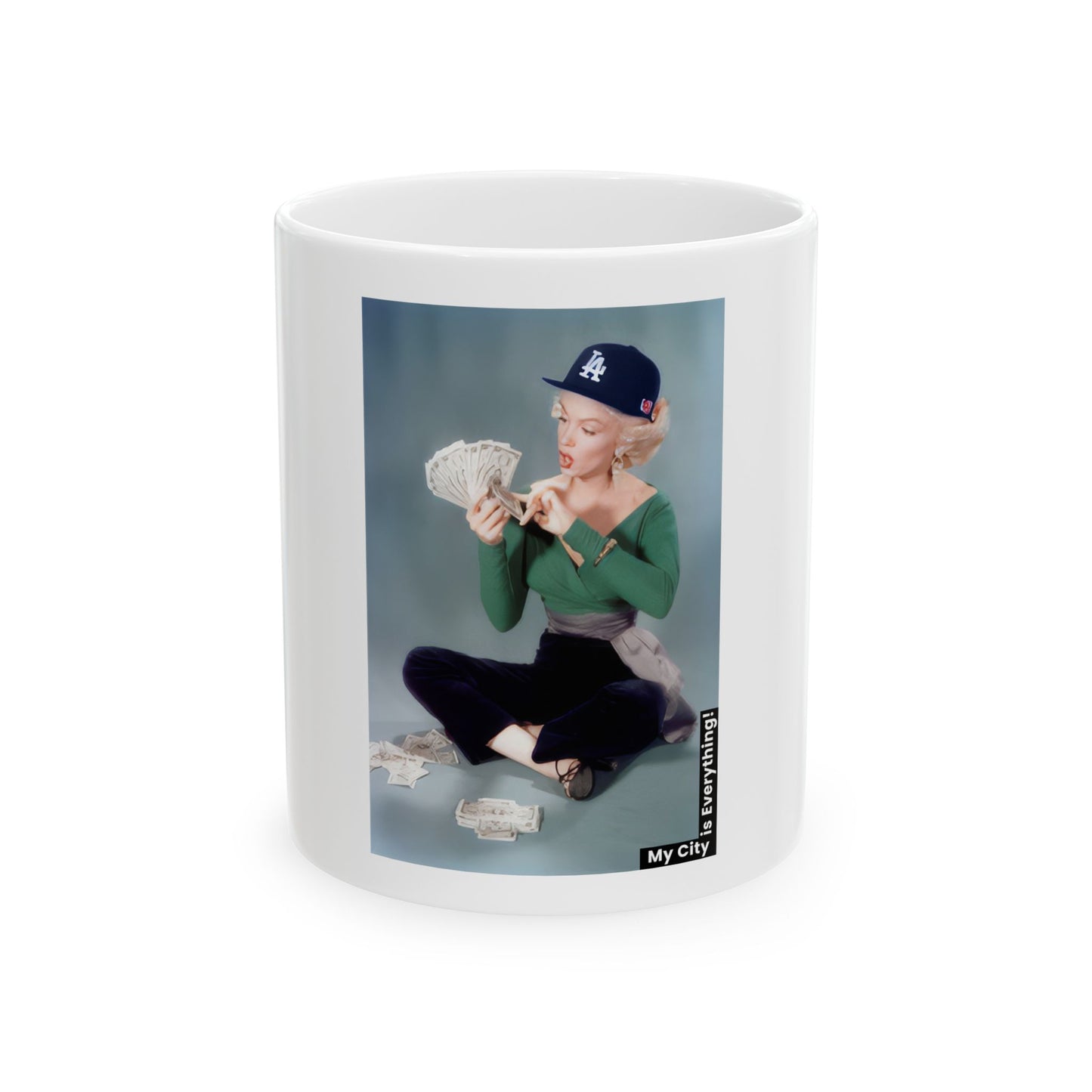 Marilyn Monroe in a LA Dodgers Hat Coffee Mug – Iconic Style Meets Classic New York Pride