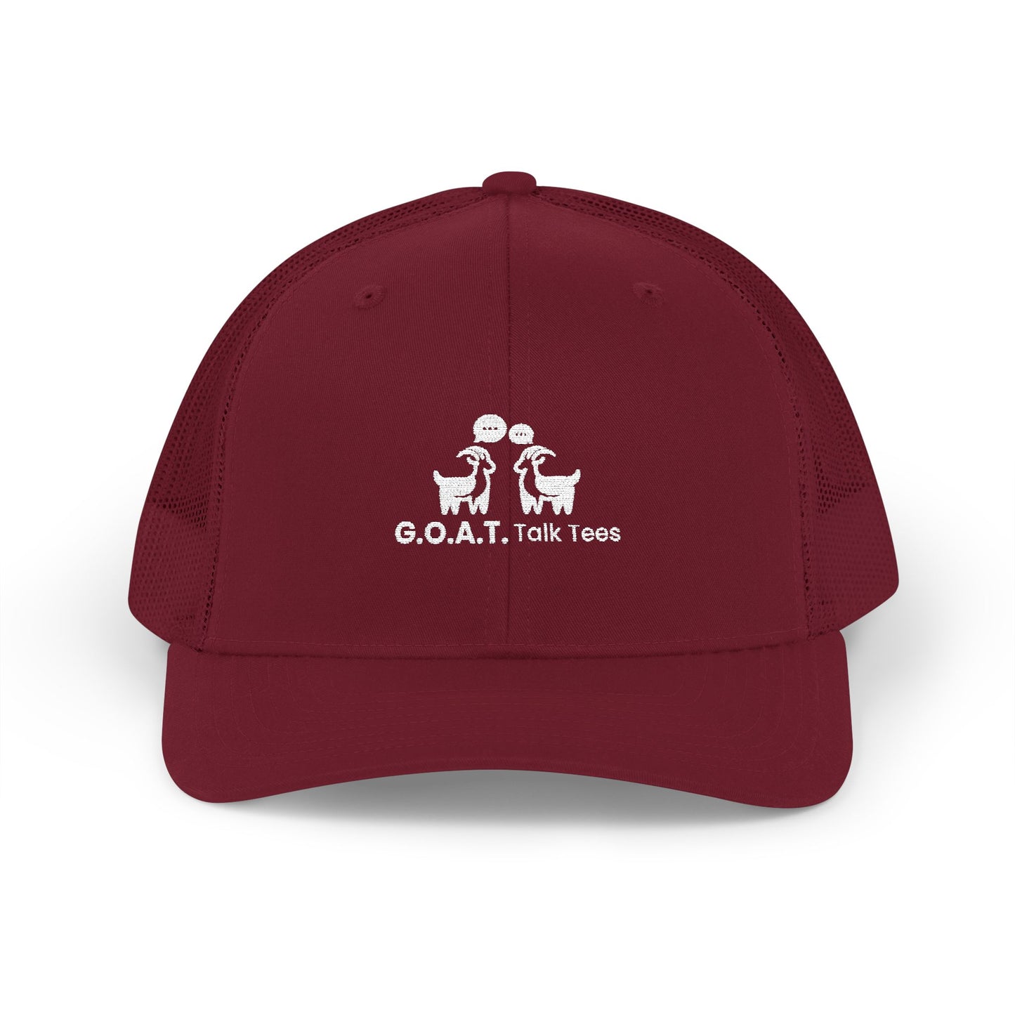 White Logo G.O.A.T. Talk Tees Trucker Hat – Classic Sports Debate Cap