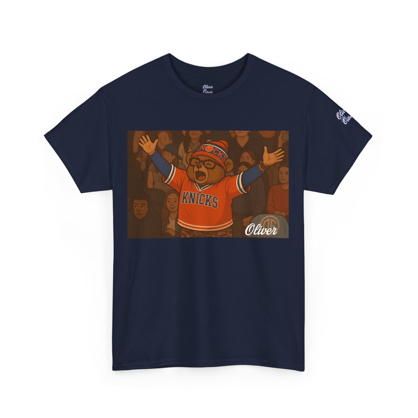 Oliver Outside Knicks Fan Tee – Courtside Energy Bear Style