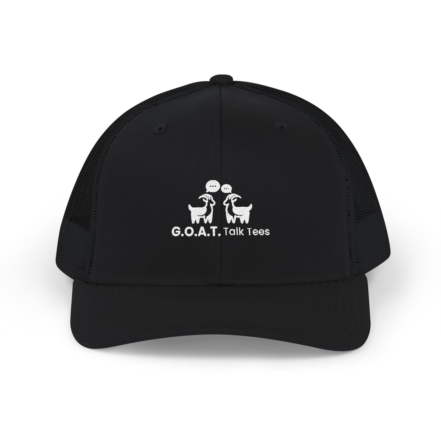 White Logo G.O.A.T. Talk Tees Trucker Hat – Classic Sports Debate Cap