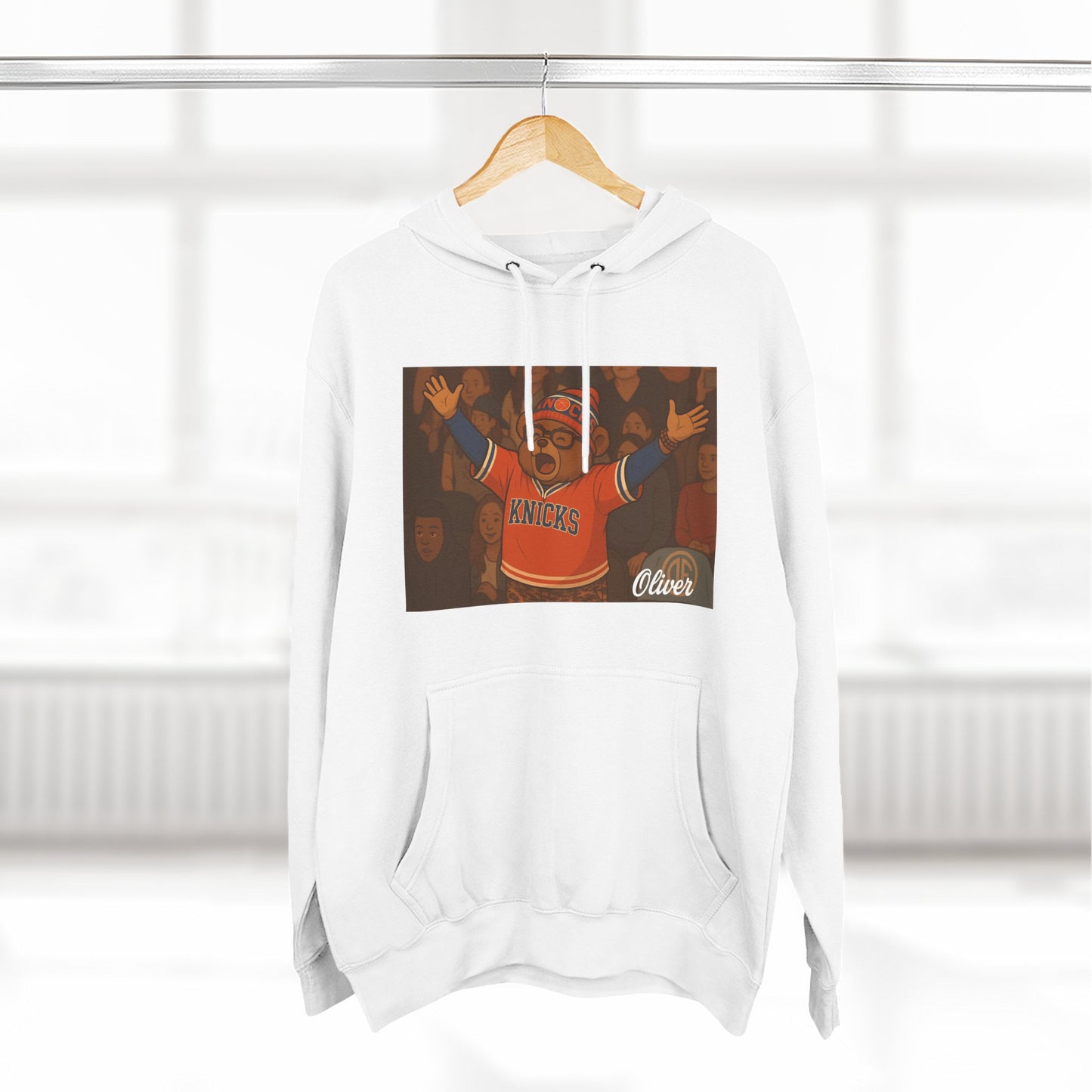 Oliver Outside Knicks Fan Hoodie – Courtside Energy Bear Style