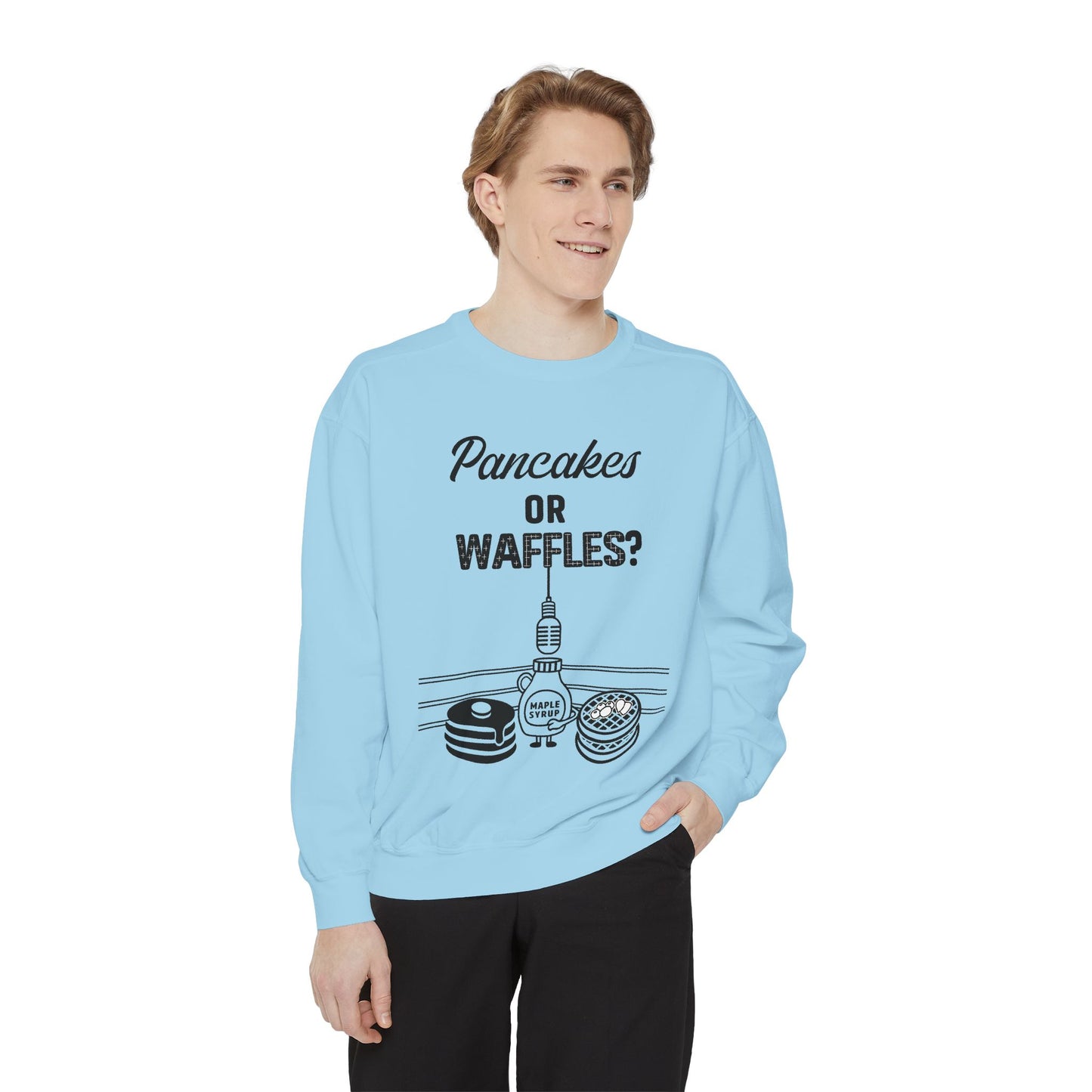 🥞/🧇Pancakes or Waffles? G.O.A.T. Talk Tees Debate Sweatshirt – Breakfast Battle Crewneck