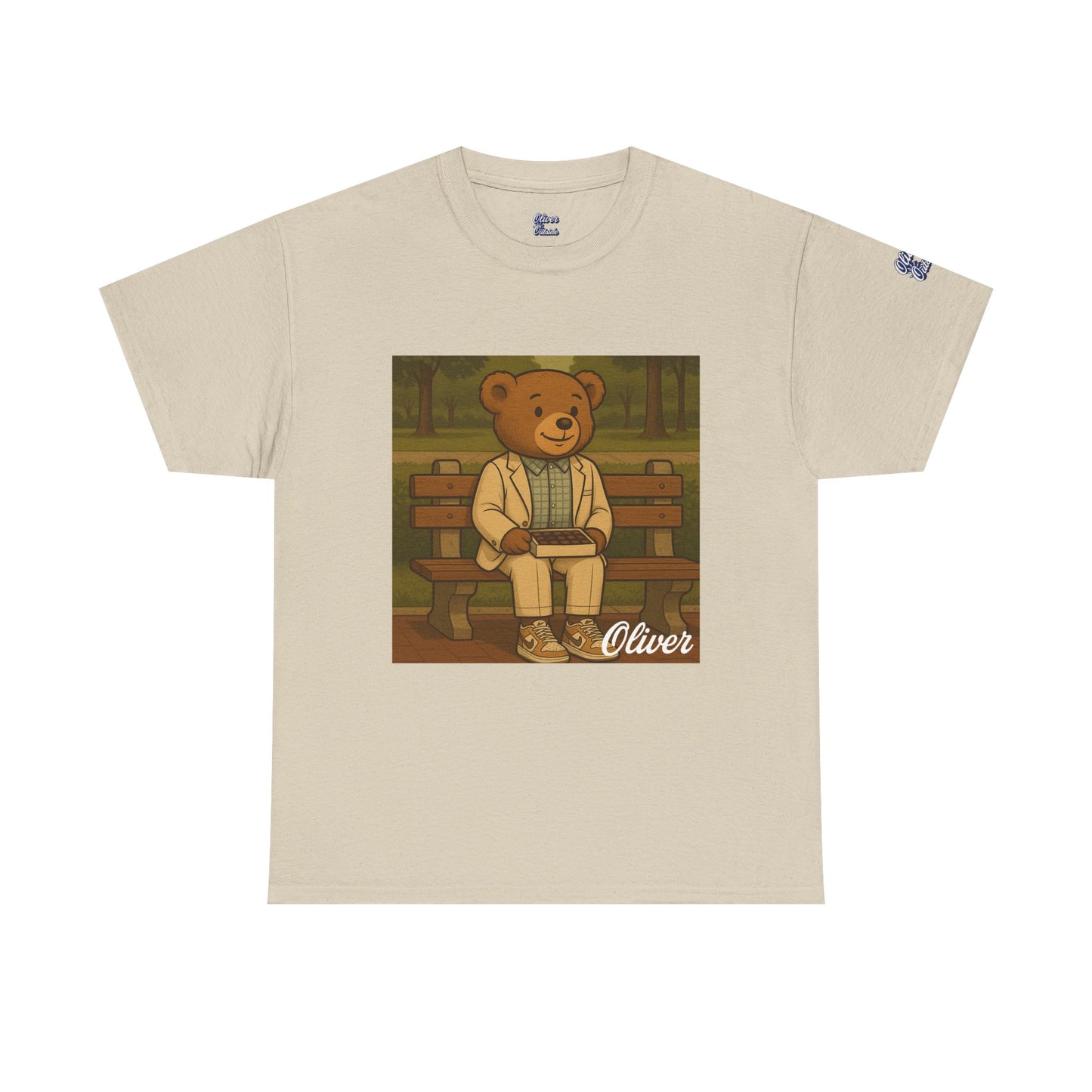 Oliver Outside Forrest Gump Parody Tee – Bench Time Classic