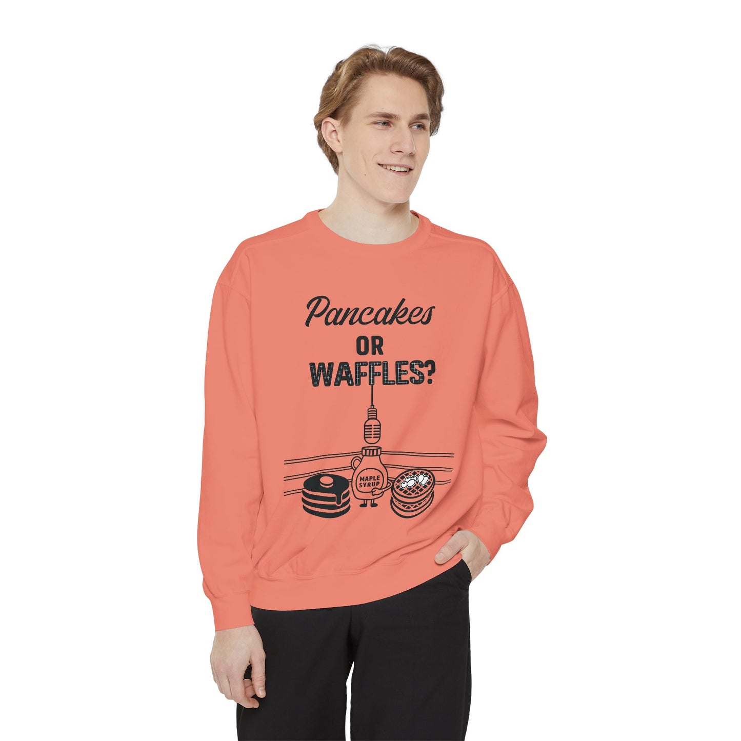🥞/🧇Pancakes or Waffles? G.O.A.T. Talk Tees Debate Sweatshirt – Breakfast Battle Crewneck