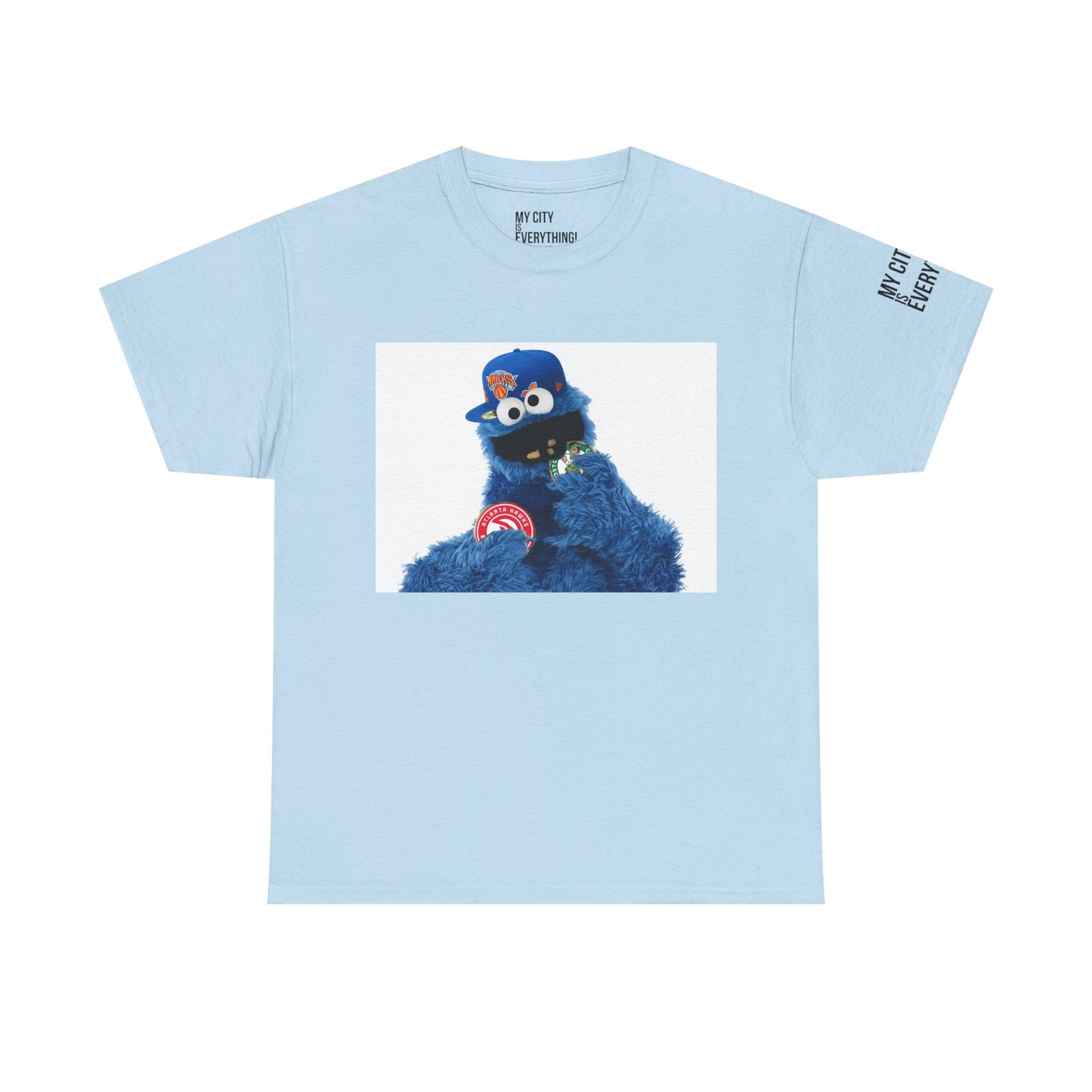 My City is Everything! NYC Cookie Monster Knicks Graphic T-Shirt – Streetwear Tee