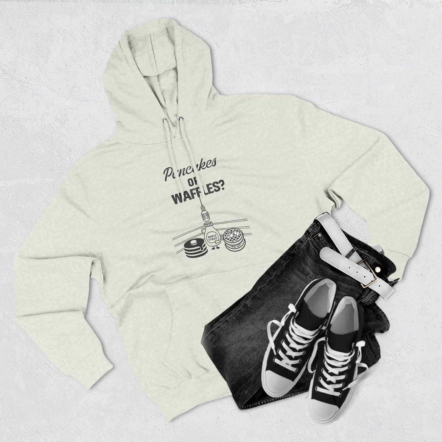 🥞/🧇Pancakes or Waffles? Hoodie – Funny Breakfast Debate Hoodie by G.O.A.T. Talk Tees