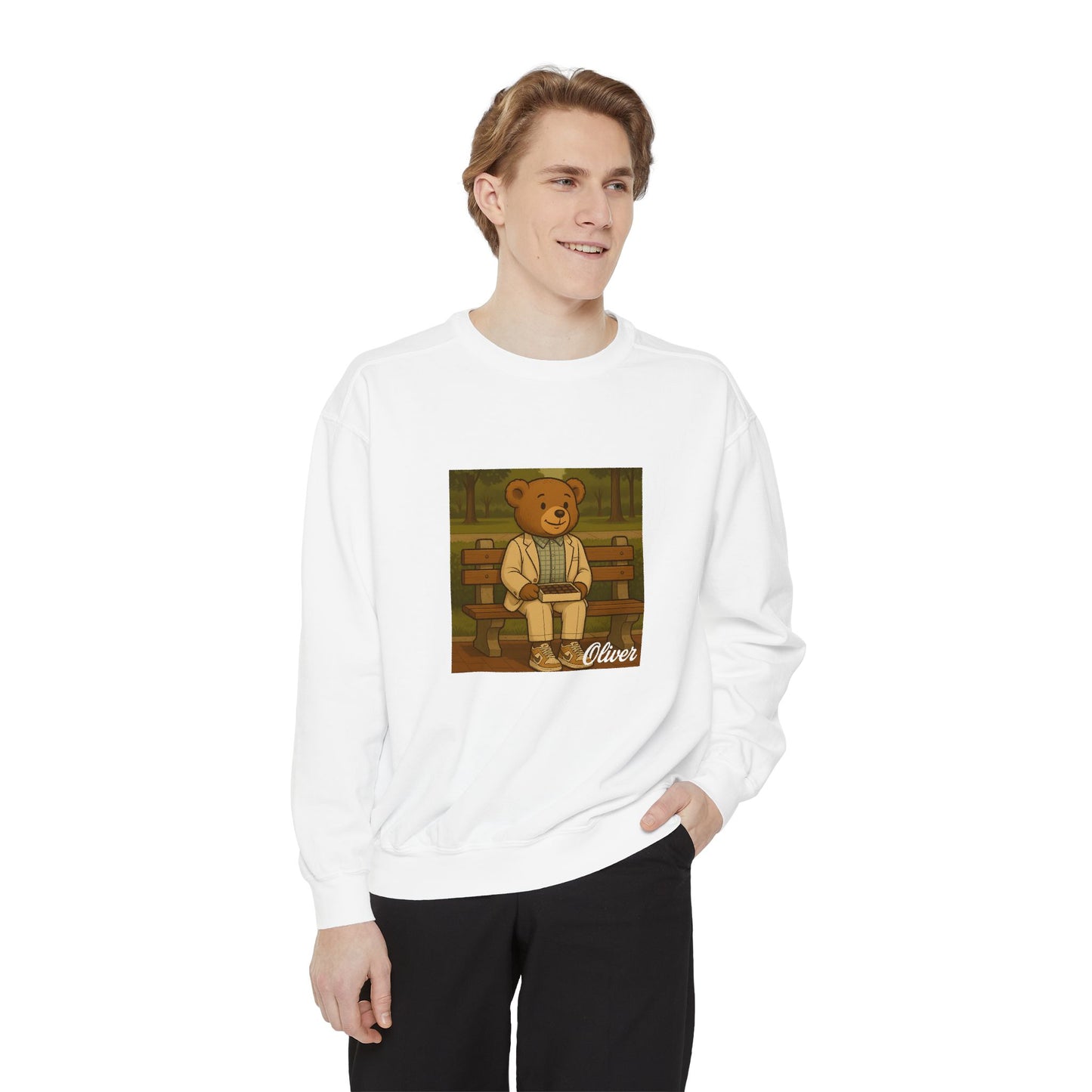 Oliver Outside Forrest Gump Parody Crewneck – Life is Bear-tiful