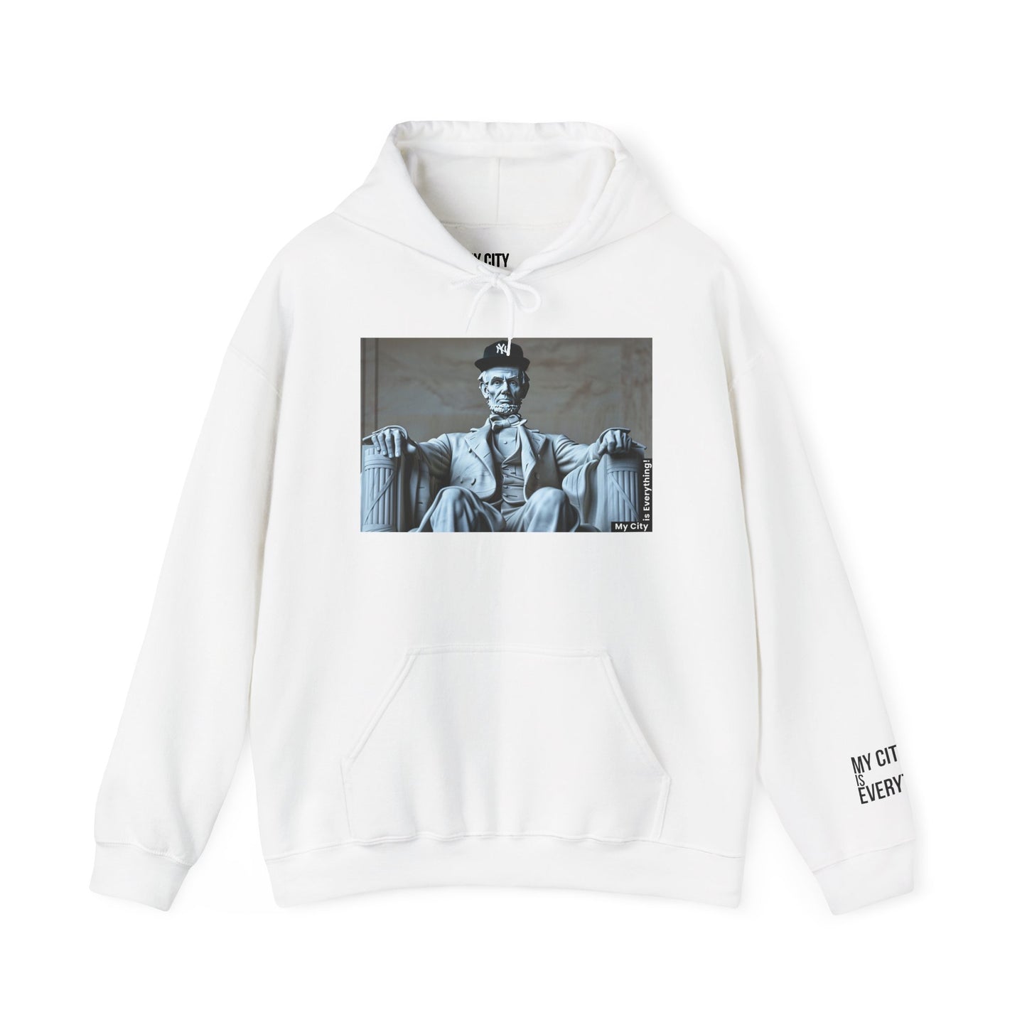 Lincoln in a Yankees Cap Hoodie β My City is Everything! Historic Remix Streetwear