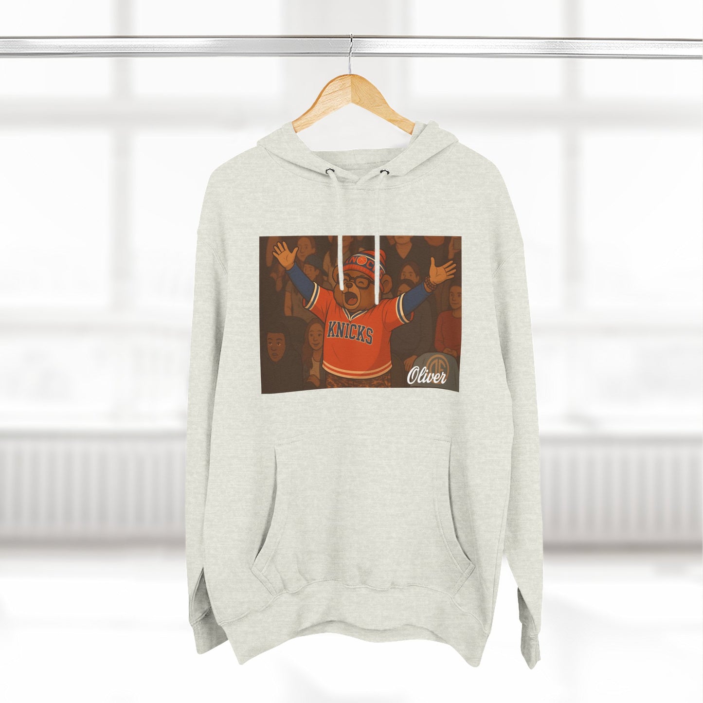 Oliver Outside Knicks Fan Hoodie – Courtside Energy Bear Style