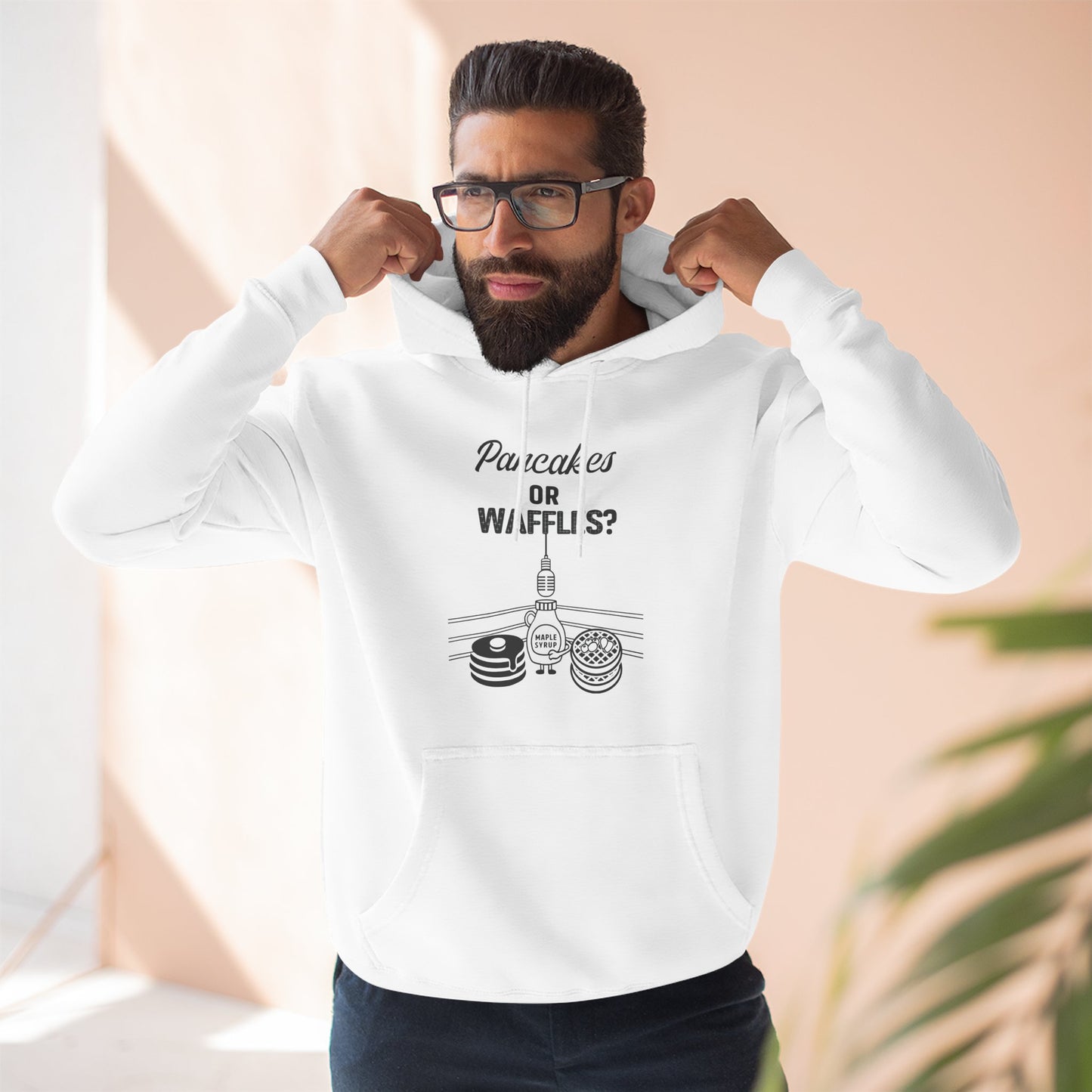 🥞/🧇Pancakes or Waffles? Hoodie – Funny Breakfast Debate Hoodie by G.O.A.T. Talk Tees