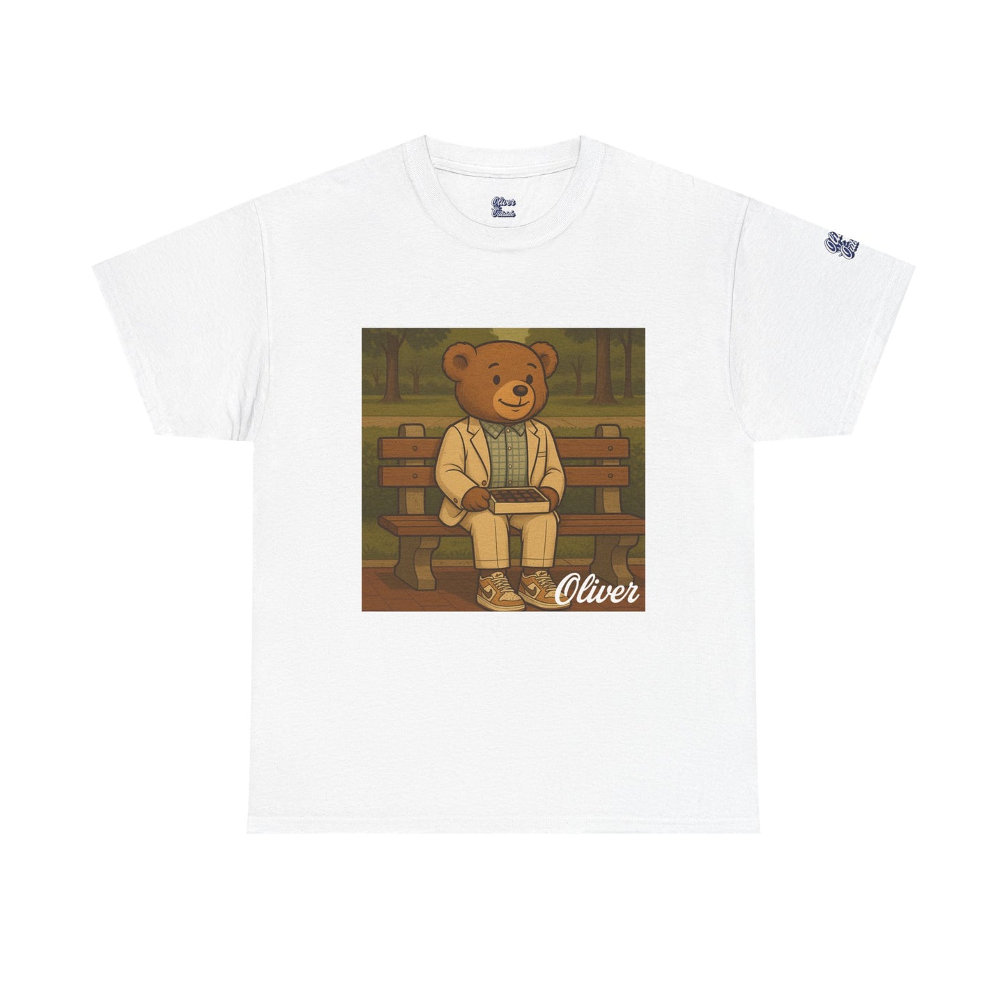 Oliver Outside Forrest Gump Parody Tee – Bench Time Classic