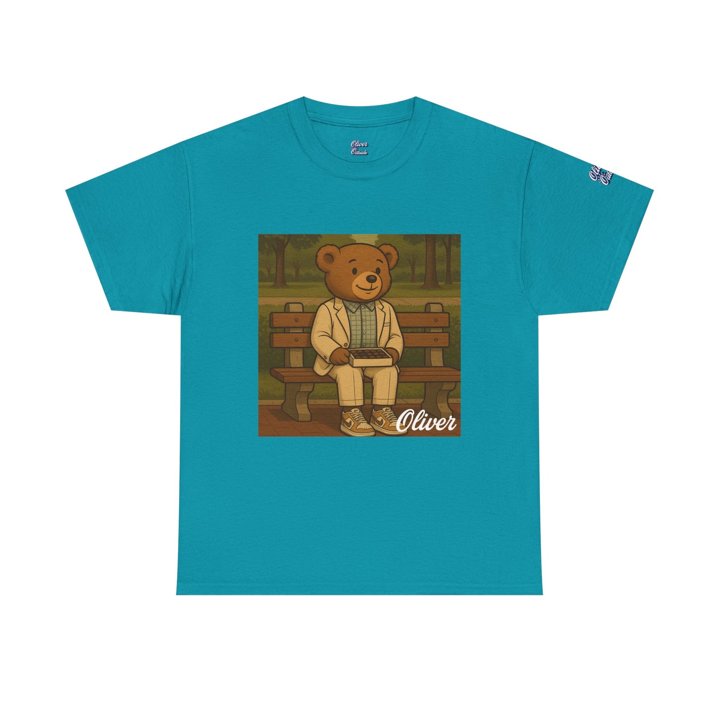 Oliver Outside Forrest Gump Parody Tee – Bench Time Classic