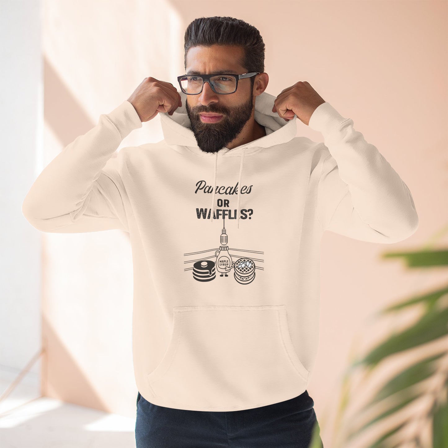 🥞/🧇Pancakes or Waffles? Hoodie – Funny Breakfast Debate Hoodie by G.O.A.T. Talk Tees