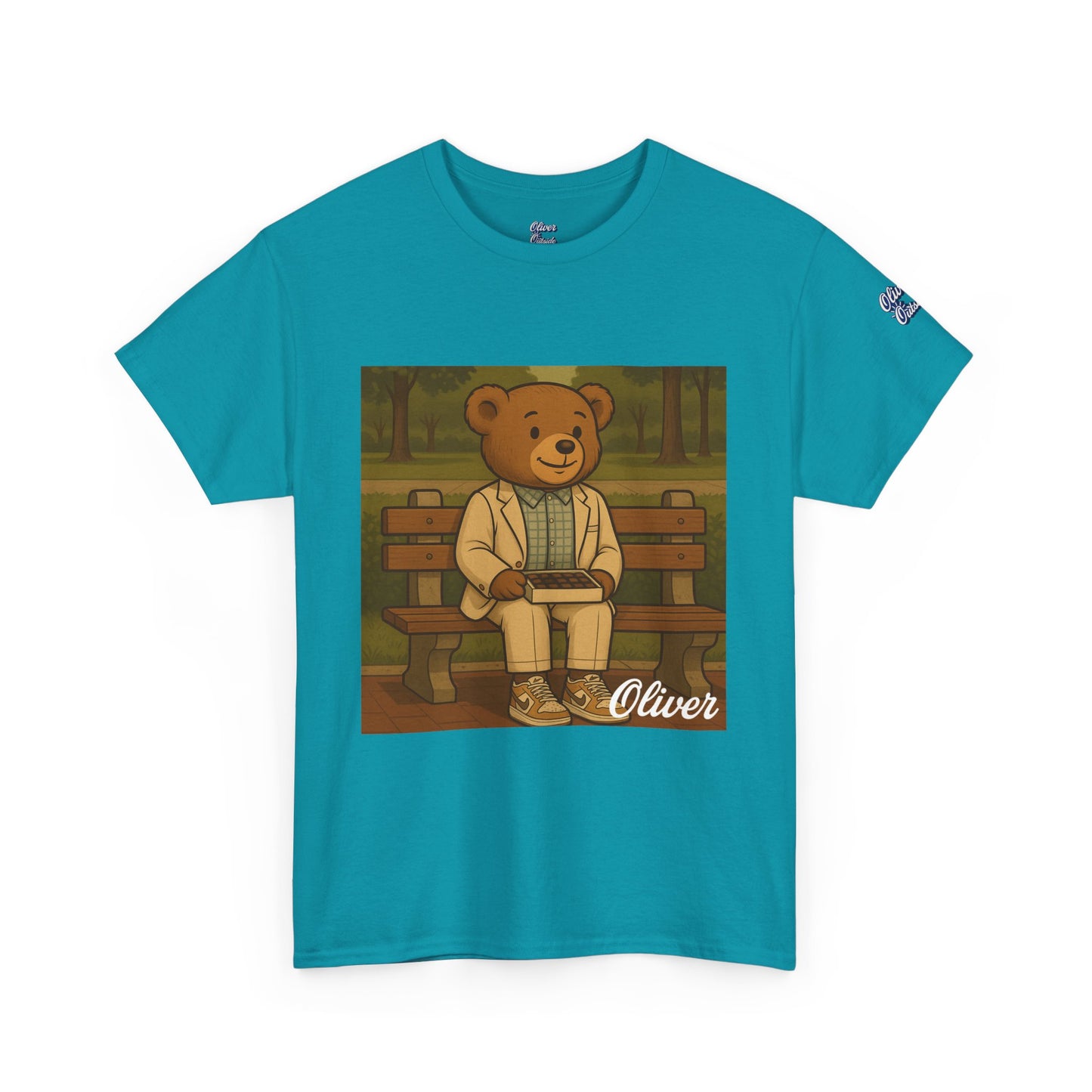 Oliver Outside Forrest Gump Parody Tee – Bench Time Classic