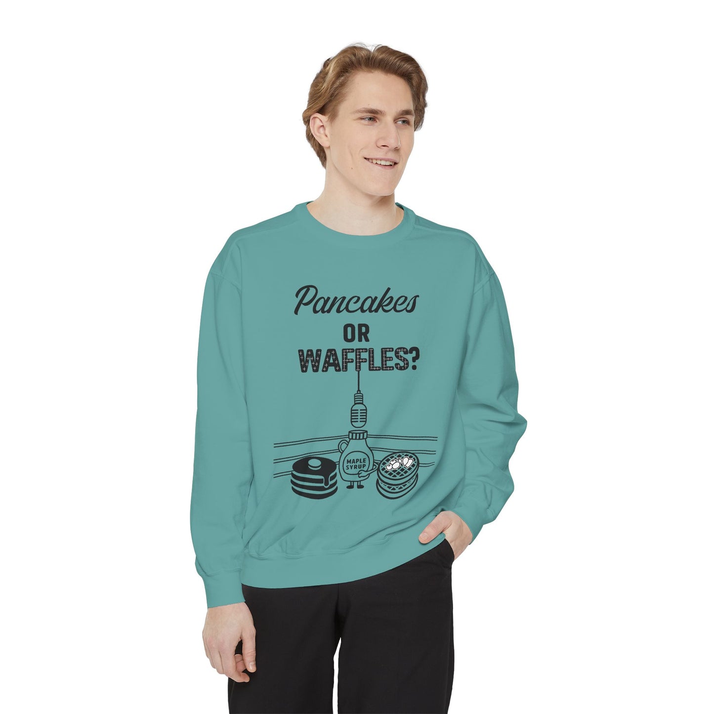 🥞/🧇Pancakes or Waffles? G.O.A.T. Talk Tees Debate Sweatshirt – Breakfast Battle Crewneck