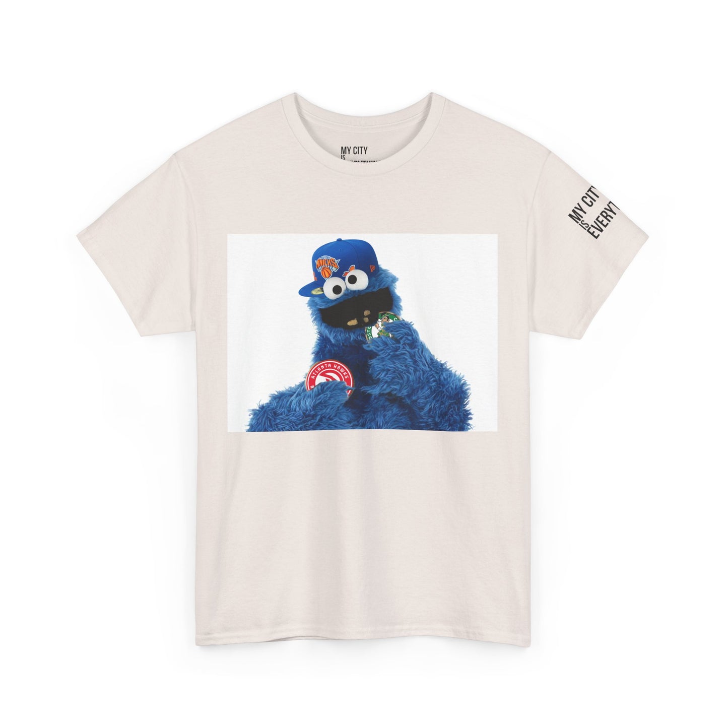 My City is Everything! NYC Cookie Monster Knicks Graphic T-Shirt – Streetwear Tee