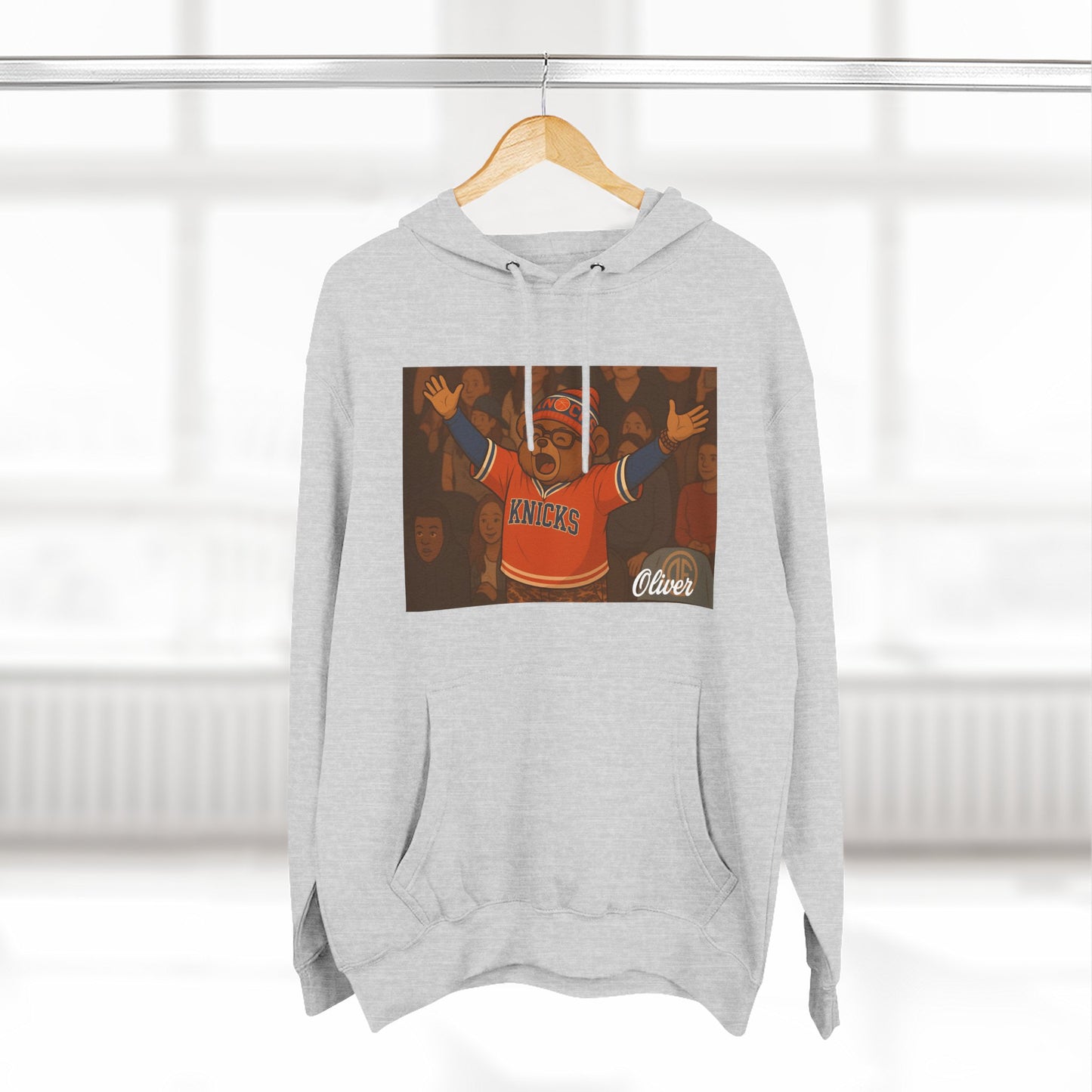 Oliver Outside Knicks Fan Hoodie – Courtside Energy Bear Style