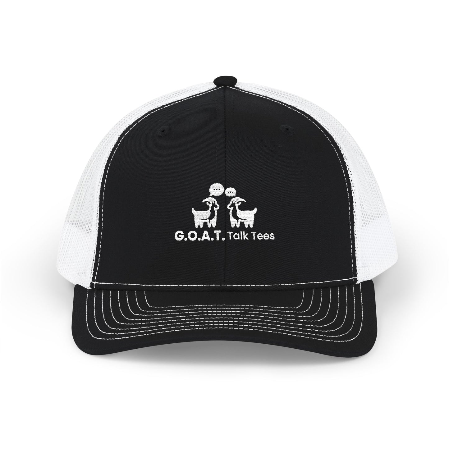 White Logo G.O.A.T. Talk Tees Trucker Hat – Classic Sports Debate Cap