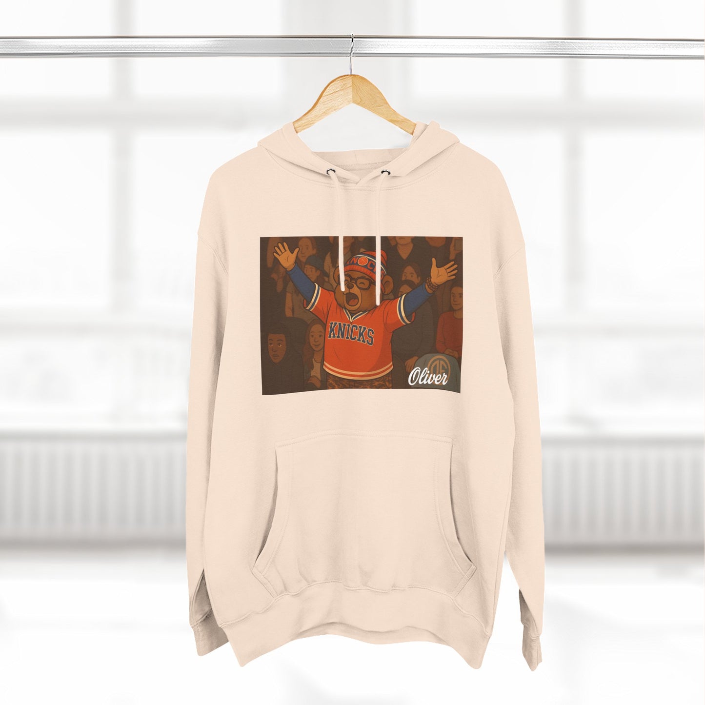 Oliver Outside Knicks Fan Hoodie – Courtside Energy Bear Style