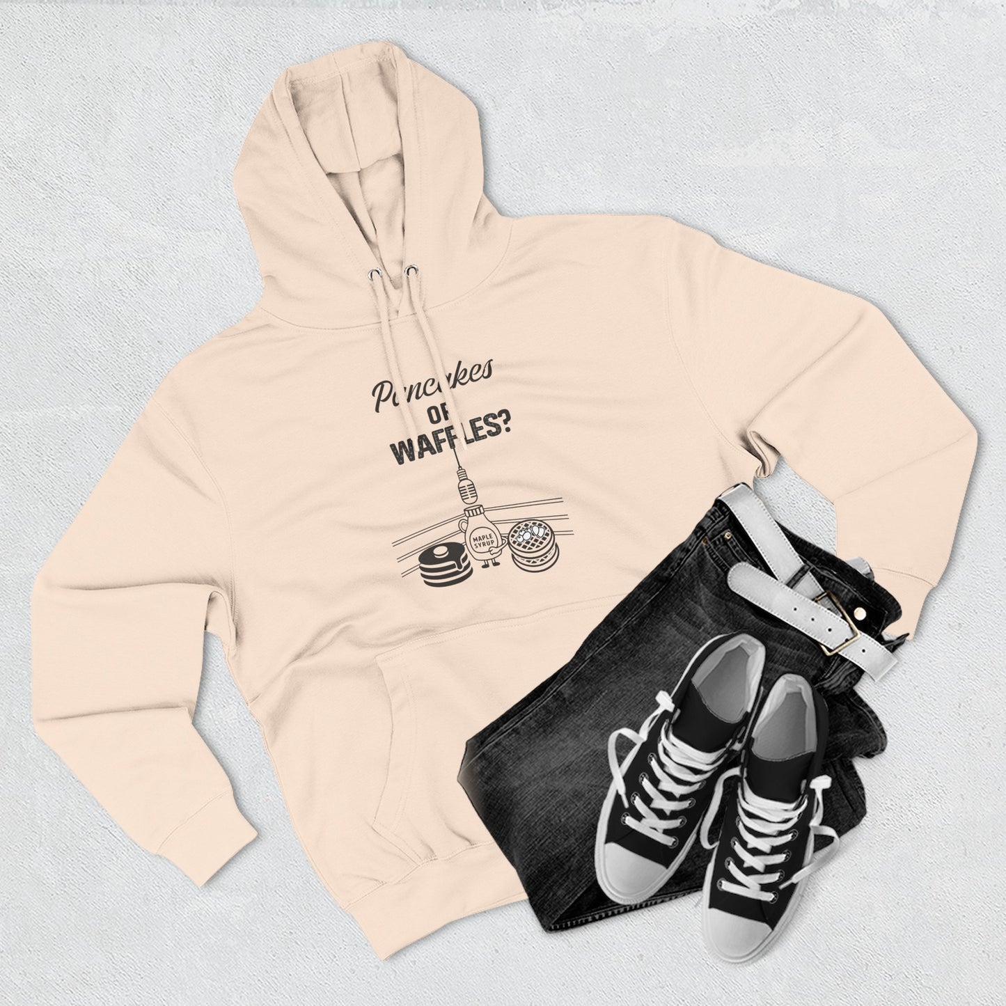 🥞/🧇Pancakes or Waffles? Hoodie – Funny Breakfast Debate Hoodie by G.O.A.T. Talk Tees