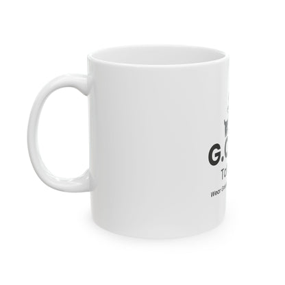 G.O.A.T. Talk Tees Logo Mug – Bold Conversation Starter Ceramic Cup