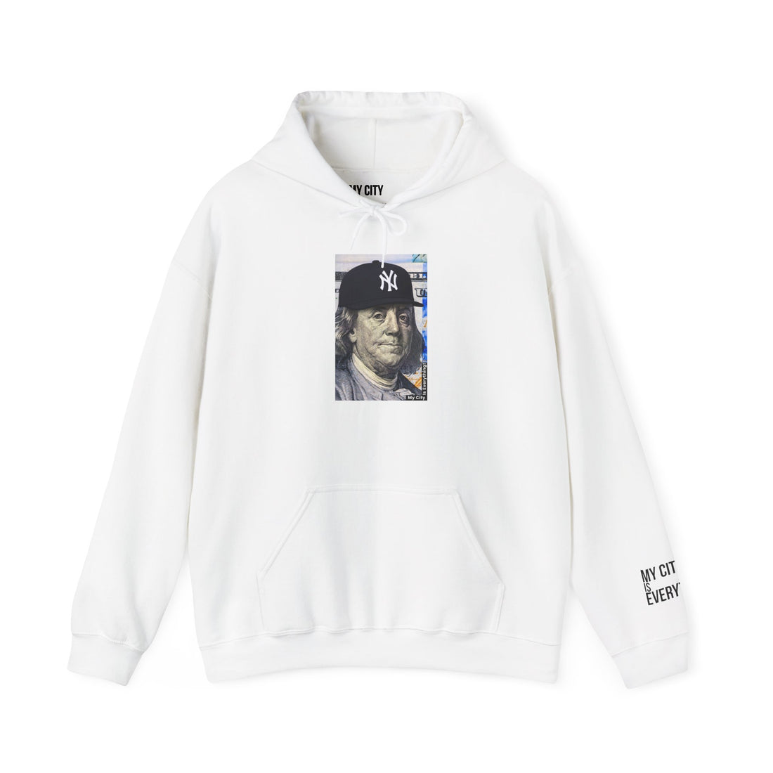 Ben Franklin in Yankees Cap Hoodie – My City is Everything! Money Meets Streetwear