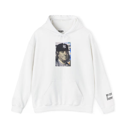 Ben Franklin in Yankees Cap Hoodie – My City is Everything! Money Meets Streetwear