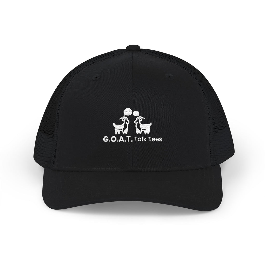 White Logo G.O.A.T. Talk Tees Trucker Hat – Classic Sports Debate Cap