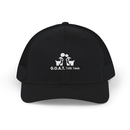 White Logo G.O.A.T. Talk Tees Trucker Hat – Classic Sports Debate Cap