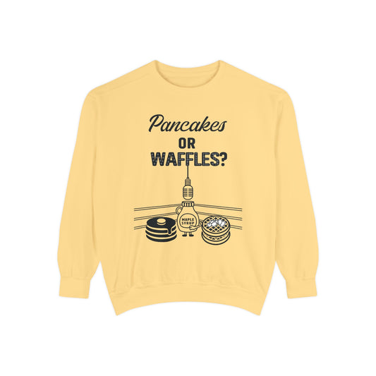 🥞/🧇Pancakes or Waffles? G.O.A.T. Talk Tees Debate Sweatshirt – Breakfast Battle Crewneck
