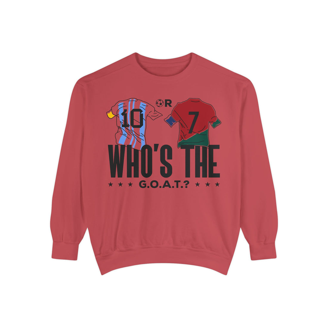 ⚽ 10 or 7 G.O.A.T. Soccer Debate Sweatshirt – Messi vs Ronaldo Crewneck