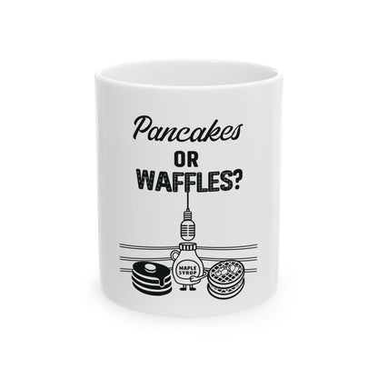 Pancakes or Waffles? Funny Debate Coffee Mug – G.O.A.T. Talk Tees Breakfast Series