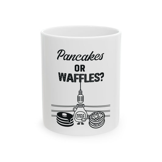 Pancakes or Waffles? Funny Debate Coffee Mug – G.O.A.T. Talk Tees Breakfast Series