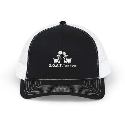 White Logo G.O.A.T. Talk Tees Trucker Hat – Classic Sports Debate Cap